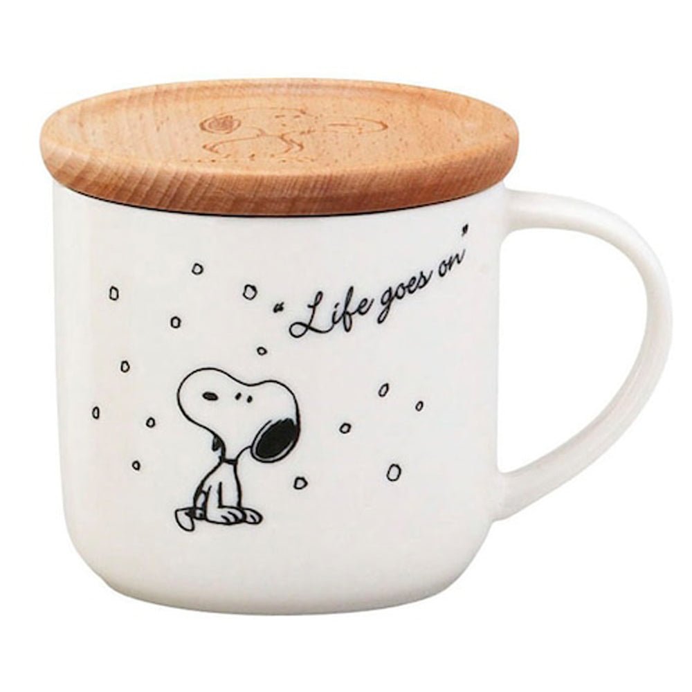 PEANUTS スヌーピー (コミック誕生 75周年 ) - 木製コースター付マグ / ホワイト / マグカップ - PGS